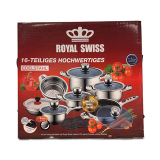 Royal Swiss - 16-teiliges Pfannenset aus Edelstahl